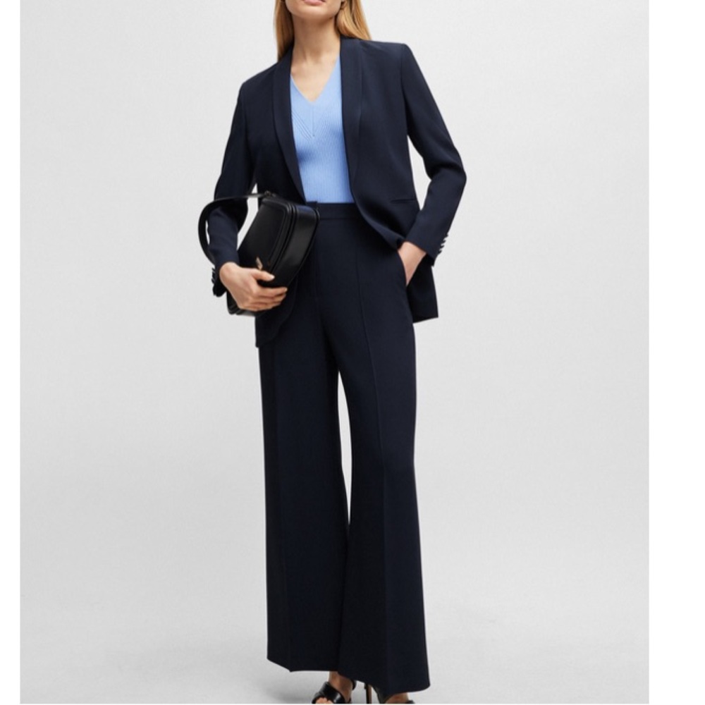 HUGO BOSS EUC HIGH WAIST WIDE LEG STRETCH WOOL PANTS SIZE 12 unworn